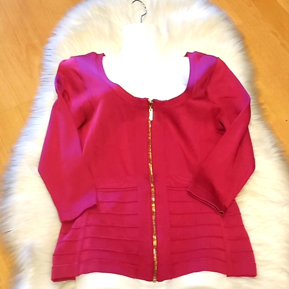 Boston Proper Sexy Raspberry Fitted Scoop Neck Sweater - Picture 7 of 9